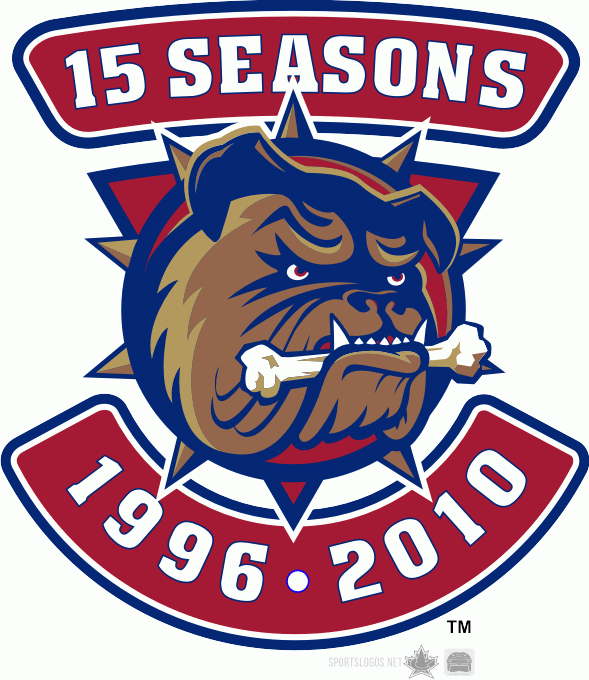 Hamilton Bulldogs 2010 11 Anniversary Logo iron on heat transfer